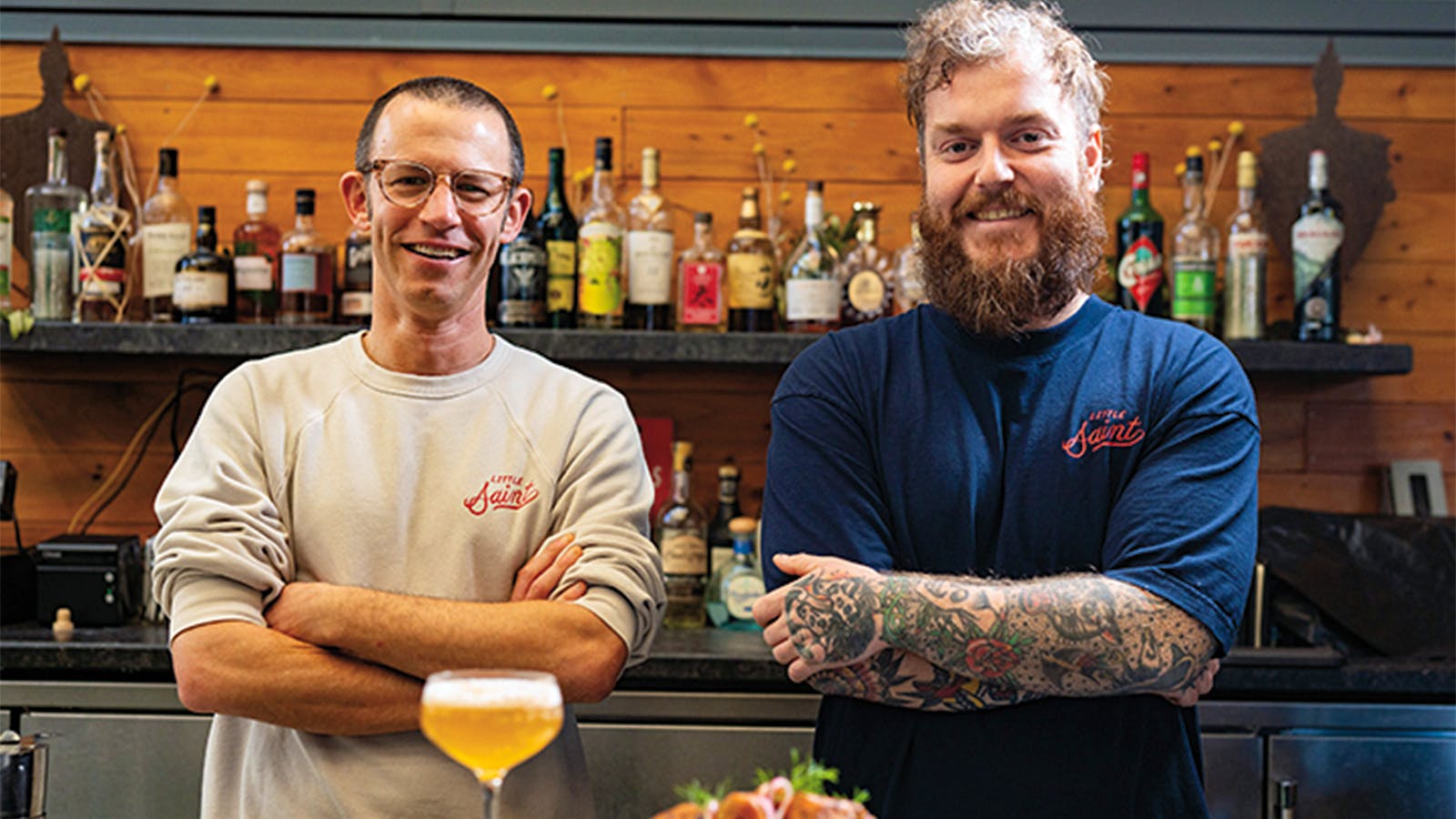 Matthew Siegel and Stu Stalker behind the bar at Little Saint