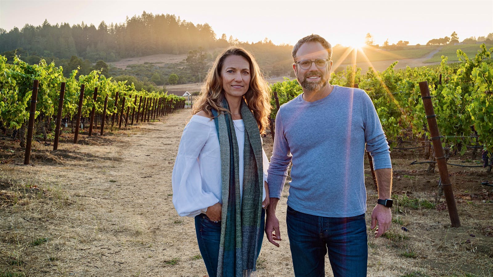 Maxem’s Sam and Nancy Kaplan in one of their Anderson Valley vineyards in Sonoma, California