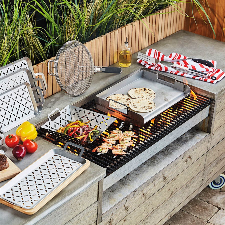 Stainless steel grill grids make grilling delicate ingredients like vegetables or flaky fish a breeze.