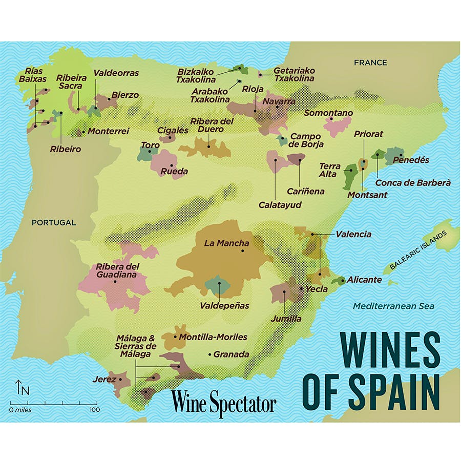 A map of Spain&rsquo;s winemaking regions] 