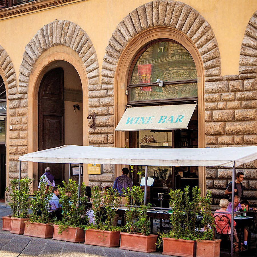 At Enoteca Pitti Gola e Cantina, warm weather brings the option of sampling flights and bottles on the patio.