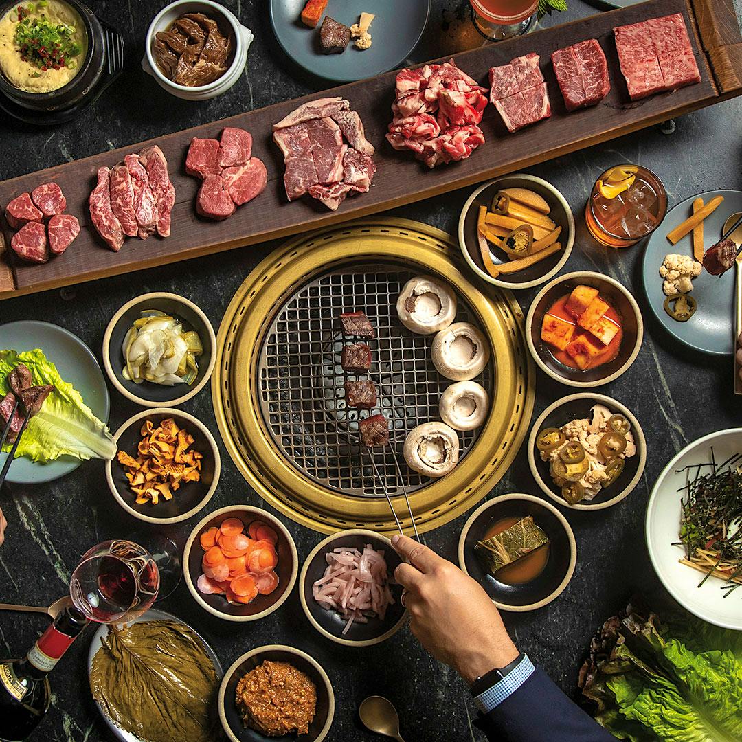At Cote Korean Steakhouse in New York City, the beef is seared right below guests’ noses.