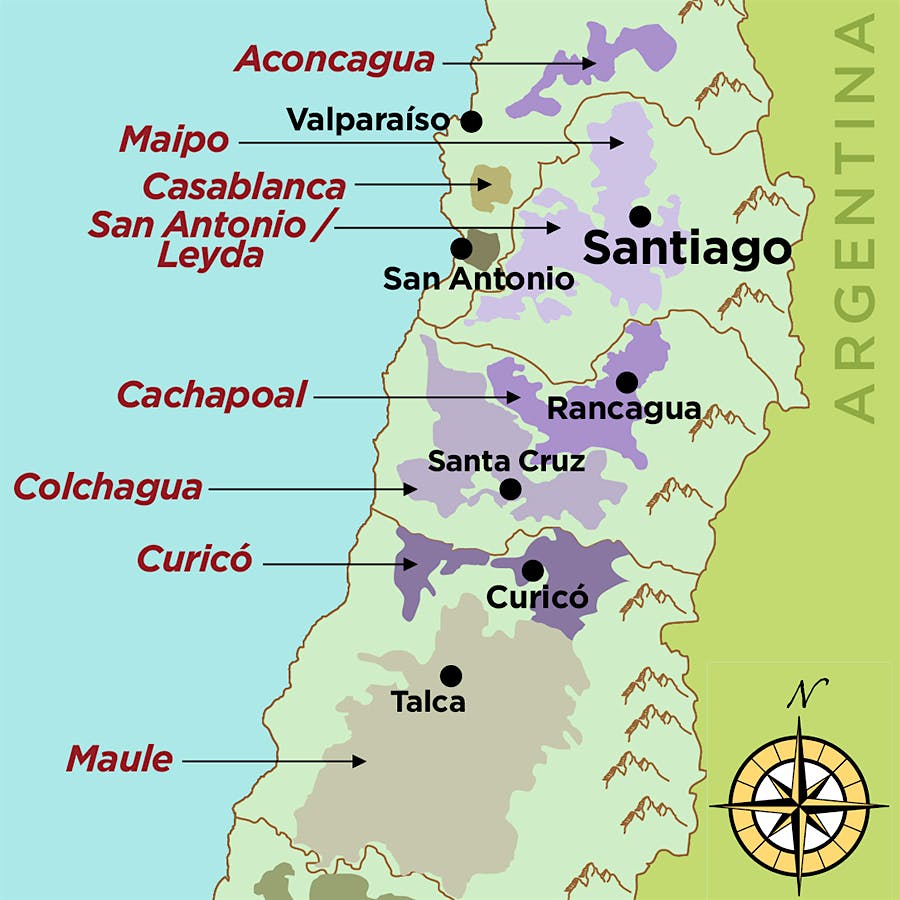 Chile & Argentina Wine Map - M.Education